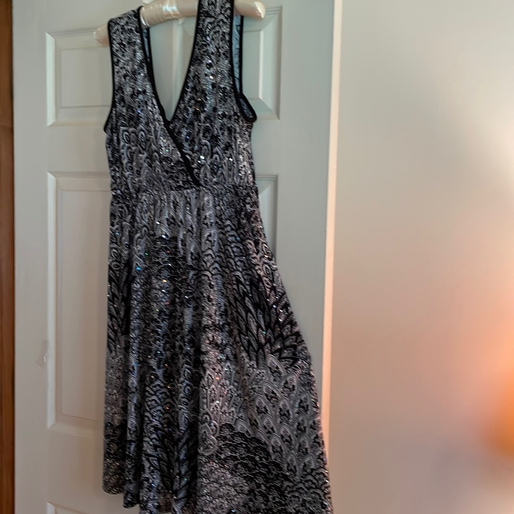 Woman’s summer Dress Black Paisley Print with Sparkles